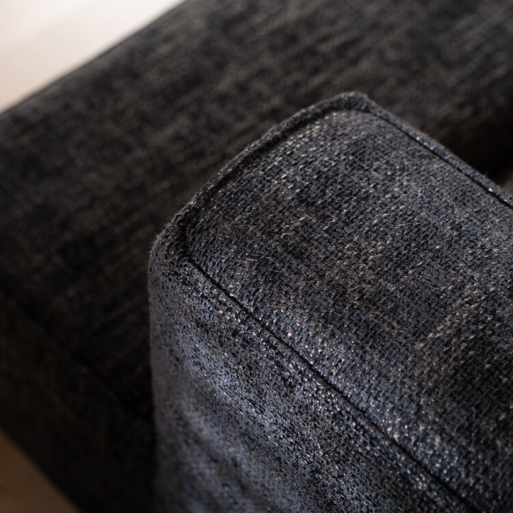 Canapé d'angle Memphis tissu chenille noir droit