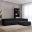 Canapé d'angle Memphis tissu chenille noir droit