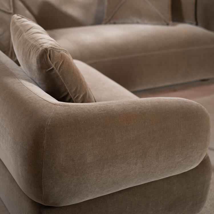 Canapé d'angle gauche velours Palermo marron