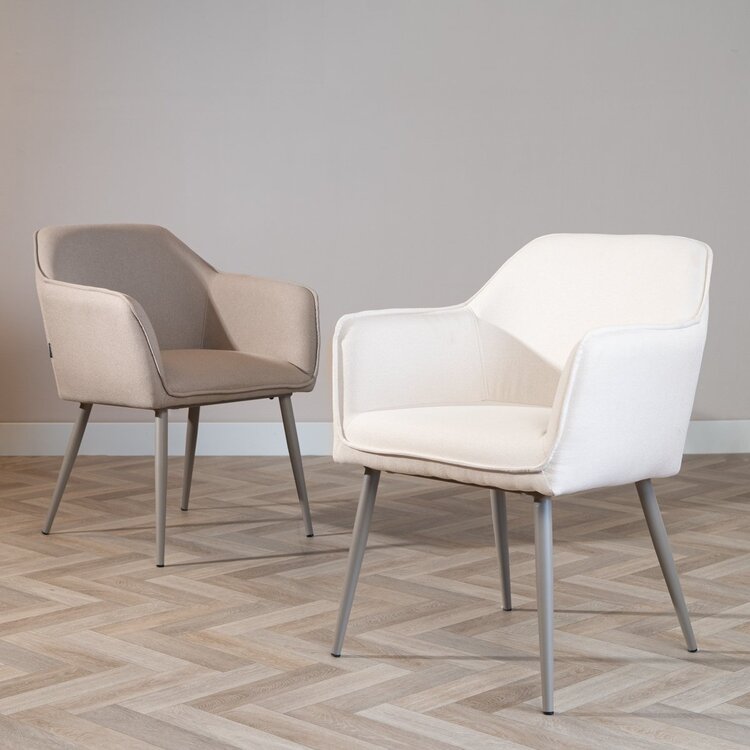 Chaise de salle à manger scandinave Elin beige en tissu recyclé