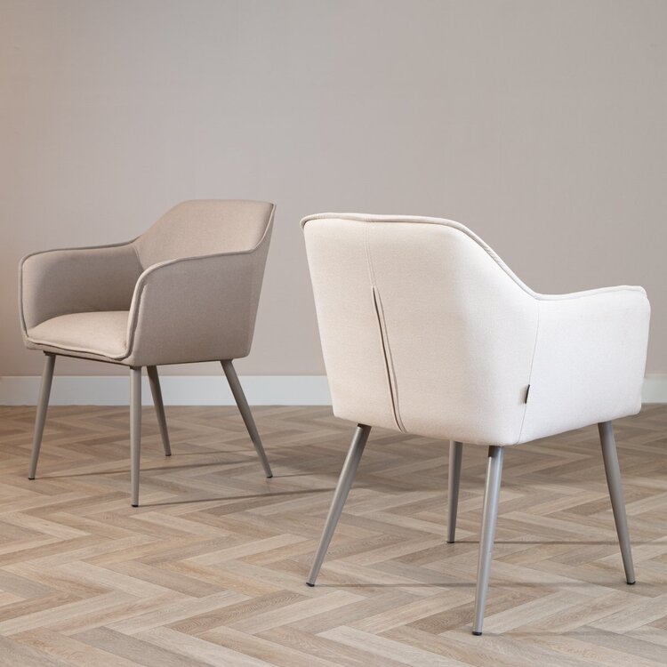 Chaise de salle à manger scandinave Elin beige en tissu recyclé