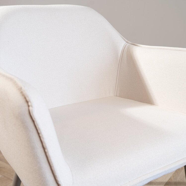 Chaise de salle à manger scandinave Elin beige en tissu recyclé
