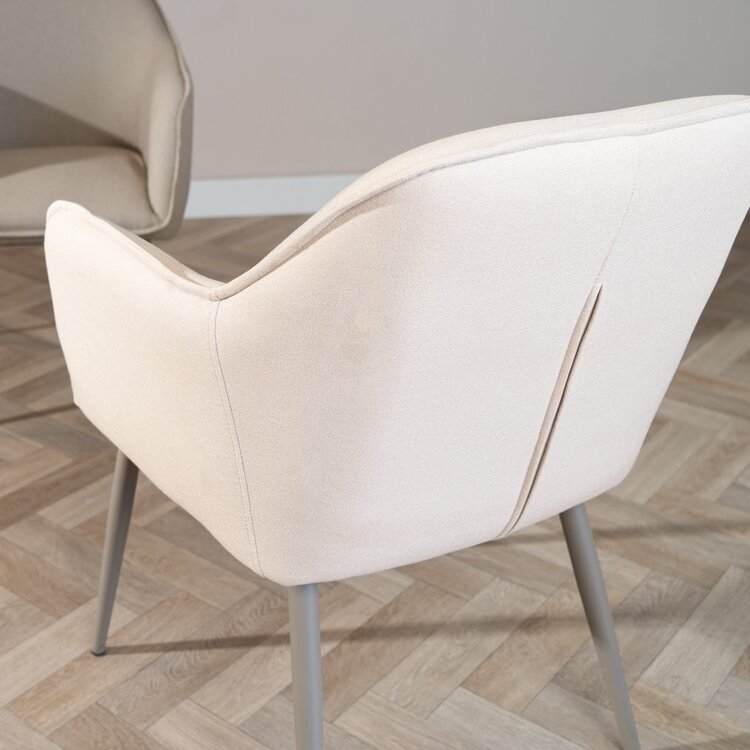 Chaise de salle à manger scandinave Elin beige en tissu recyclé