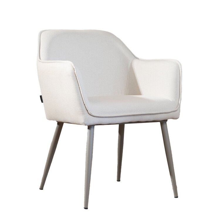 Chaise de salle à manger scandinave Elin beige en tissu recyclé
