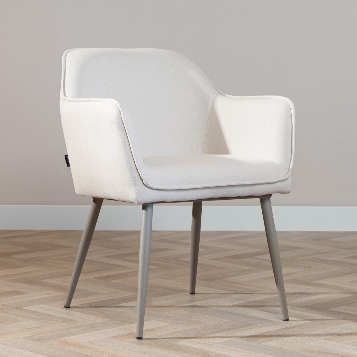 Chaise de salle à manger scandinave Elin beige en tissu recyclé