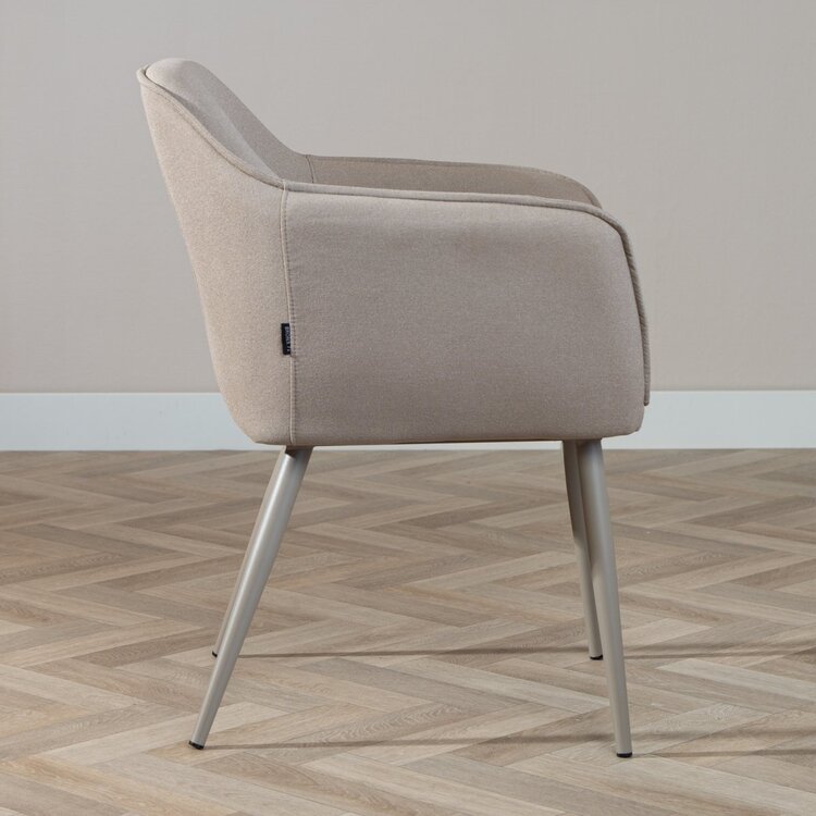 Chaise de salle à manger scandinave Elin taupe en tissu recyclé