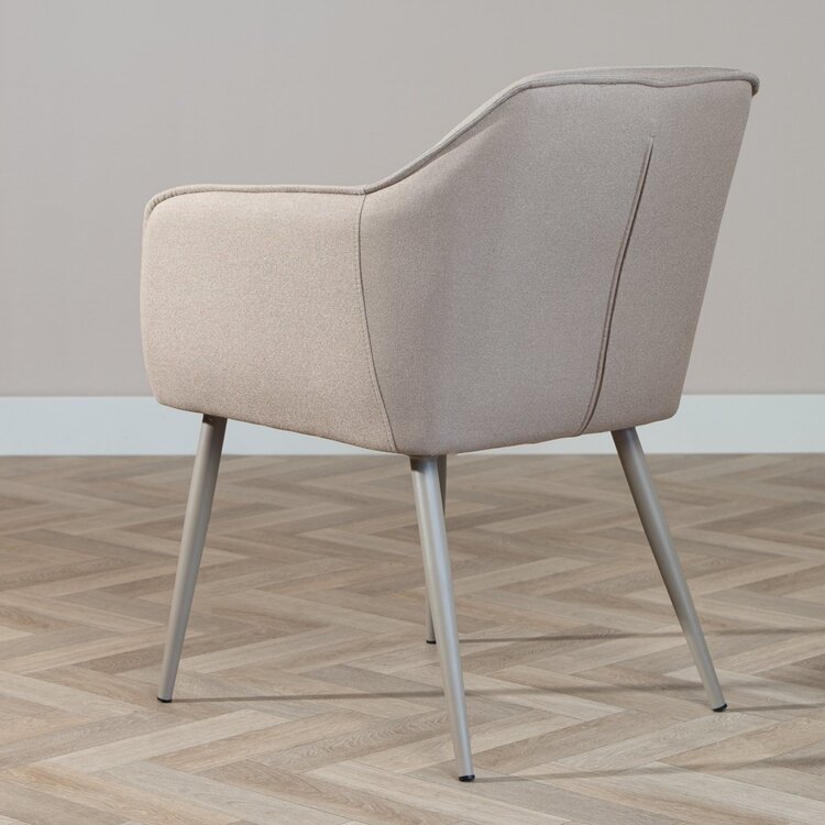 Chaise de salle à manger scandinave Elin taupe en tissu recyclé