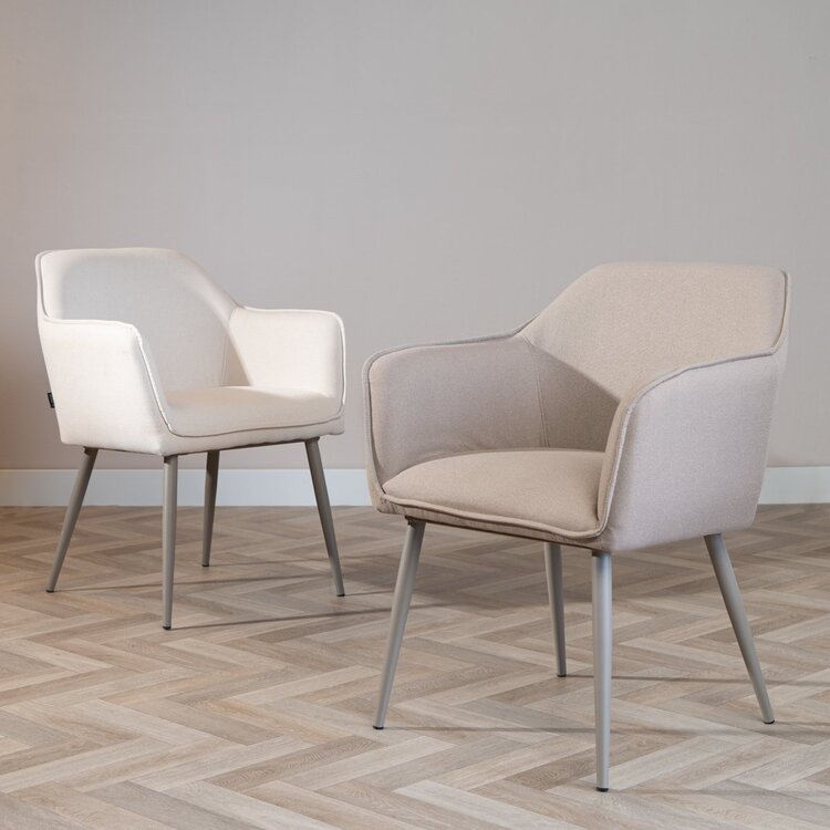 Chaise de salle à manger scandinave Elin taupe en tissu recyclé