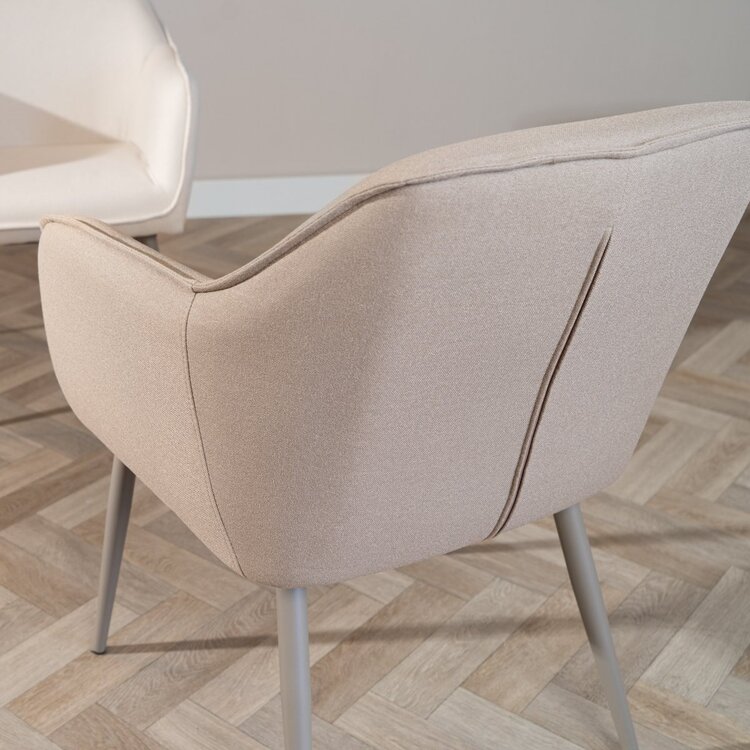 Chaise de salle à manger scandinave Elin taupe en tissu recyclé