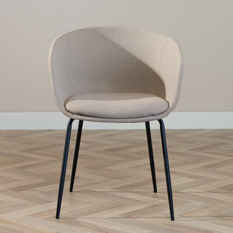 Chaise de salle à manger scandinave Ole taupe en tissu recyclé