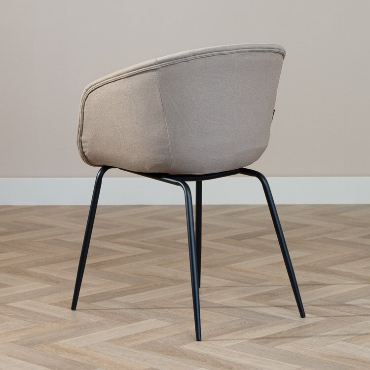 Chaise de salle à manger scandinave Ole taupe en tissu recyclé