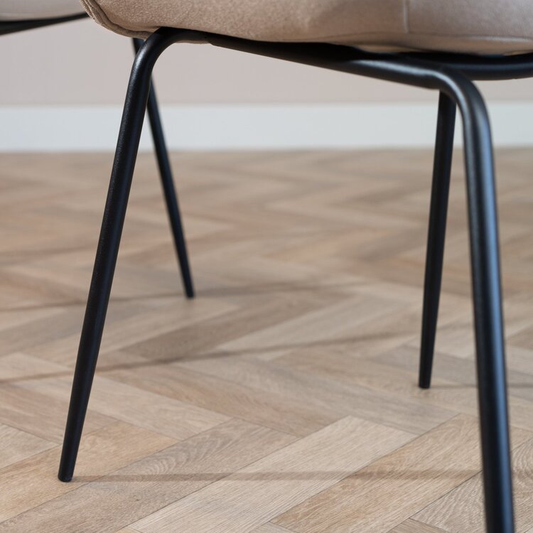 Chaise de salle à manger scandinave Ole taupe en tissu recyclé