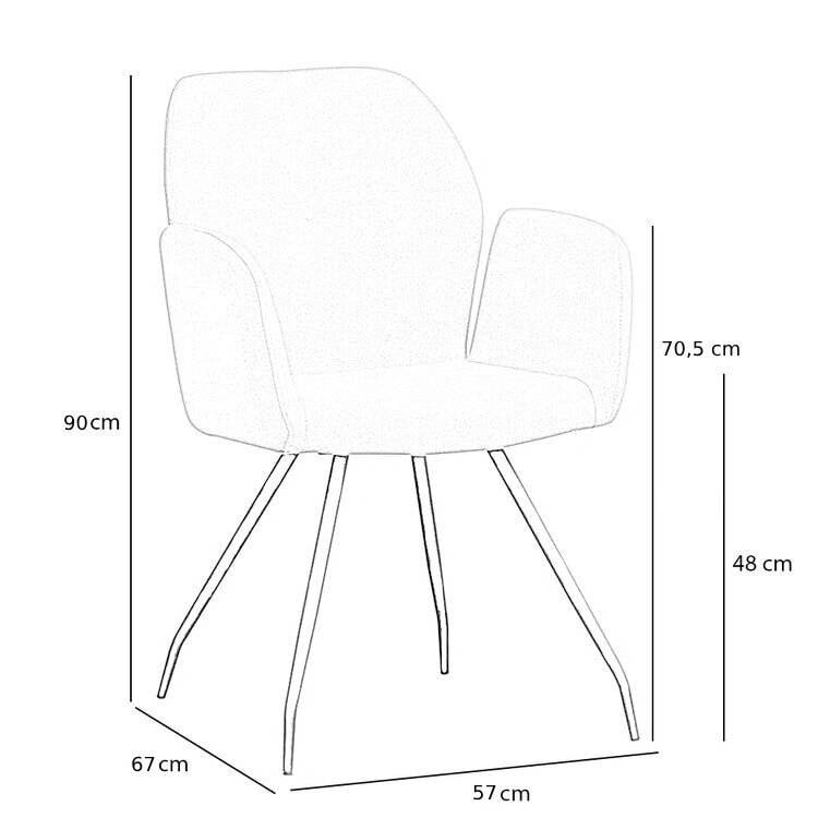 Chaise de salle à manger scandinave Frey en tissu recyclé beige