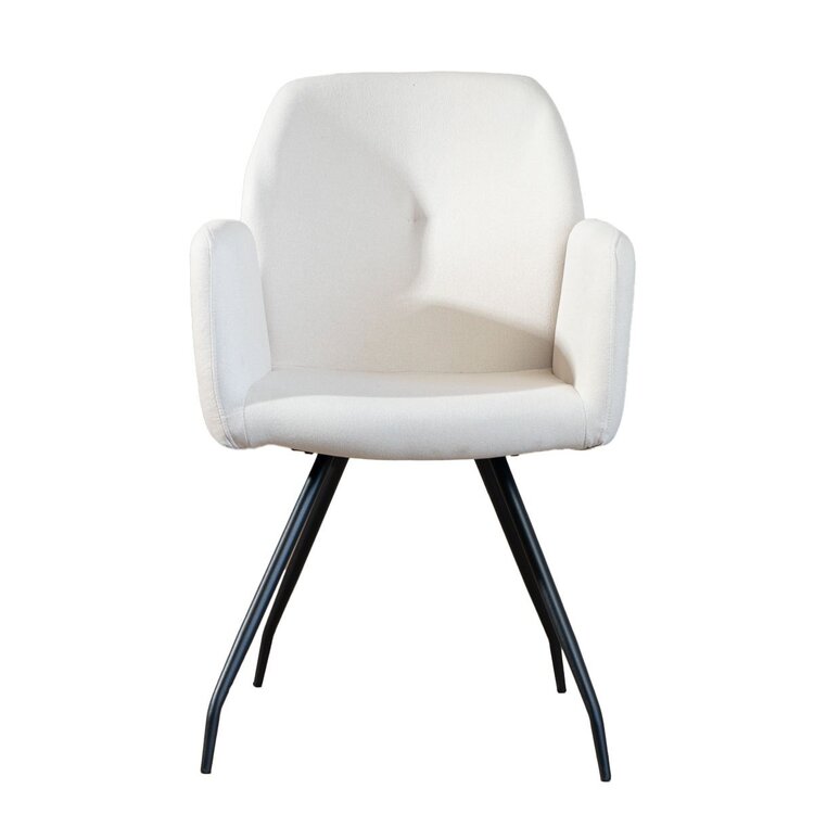 Chaise de salle à manger scandinave Frey en tissu recyclé beige