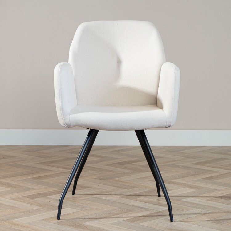 Chaise de salle à manger scandinave Frey en tissu recyclé beige