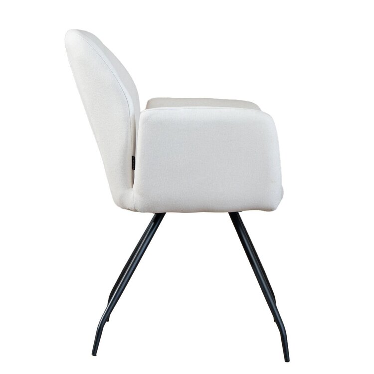 Chaise de salle à manger scandinave Frey en tissu recyclé beige