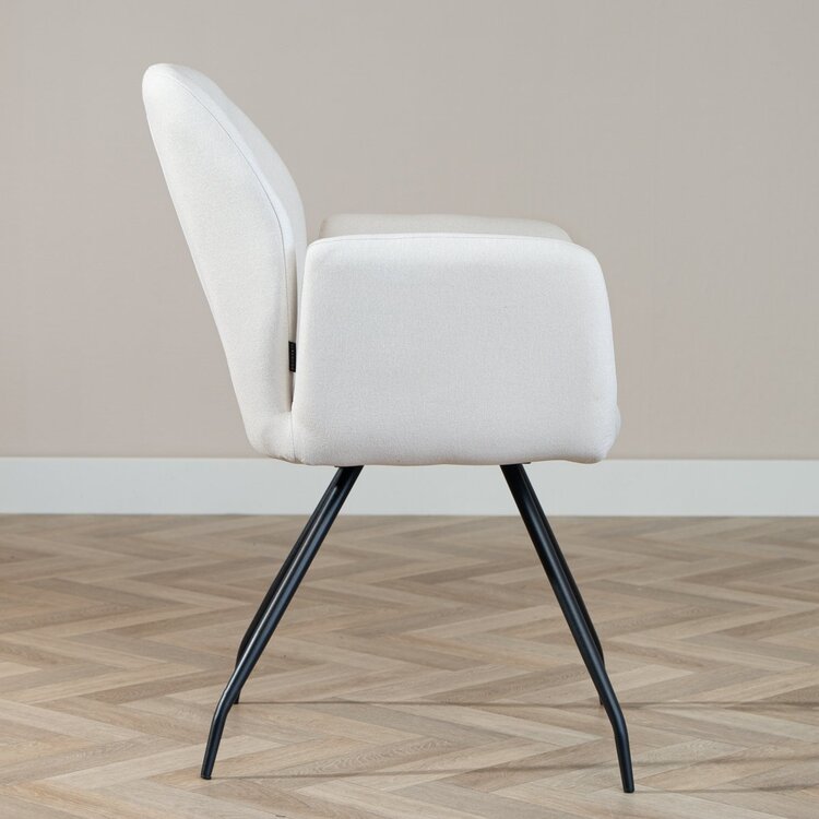 Chaise de salle à manger scandinave Frey en tissu recyclé beige