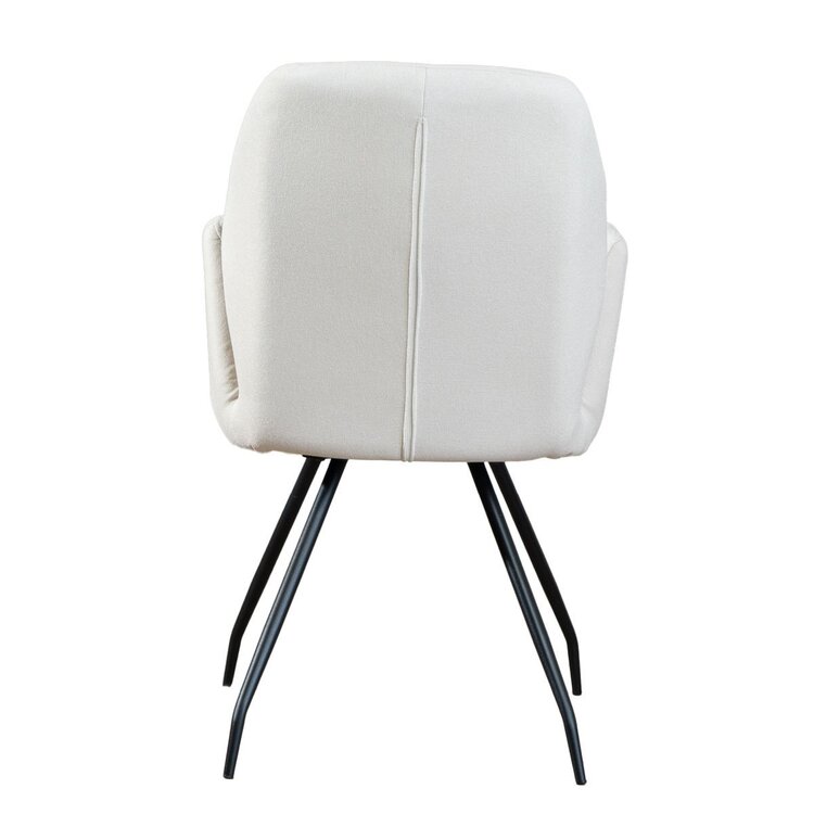 Chaise de salle à manger scandinave Frey en tissu recyclé beige