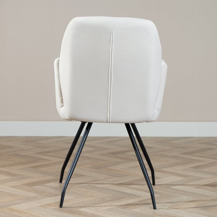 Chaise de salle à manger scandinave Frey en tissu recyclé beige