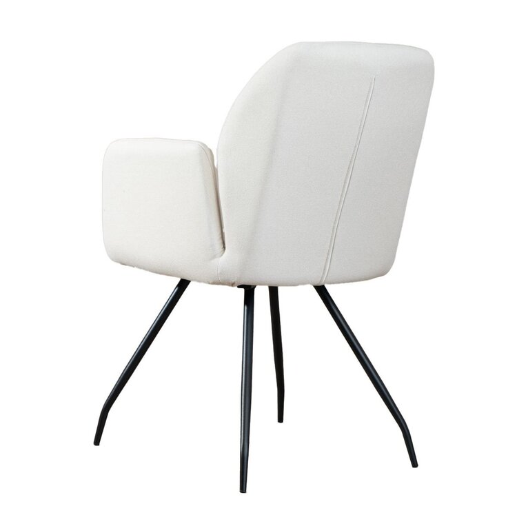 Chaise de salle à manger scandinave Frey en tissu recyclé beige