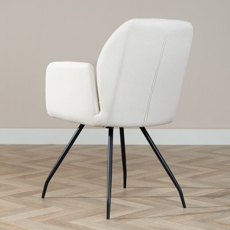 Chaise de salle à manger scandinave Frey en tissu recyclé beige