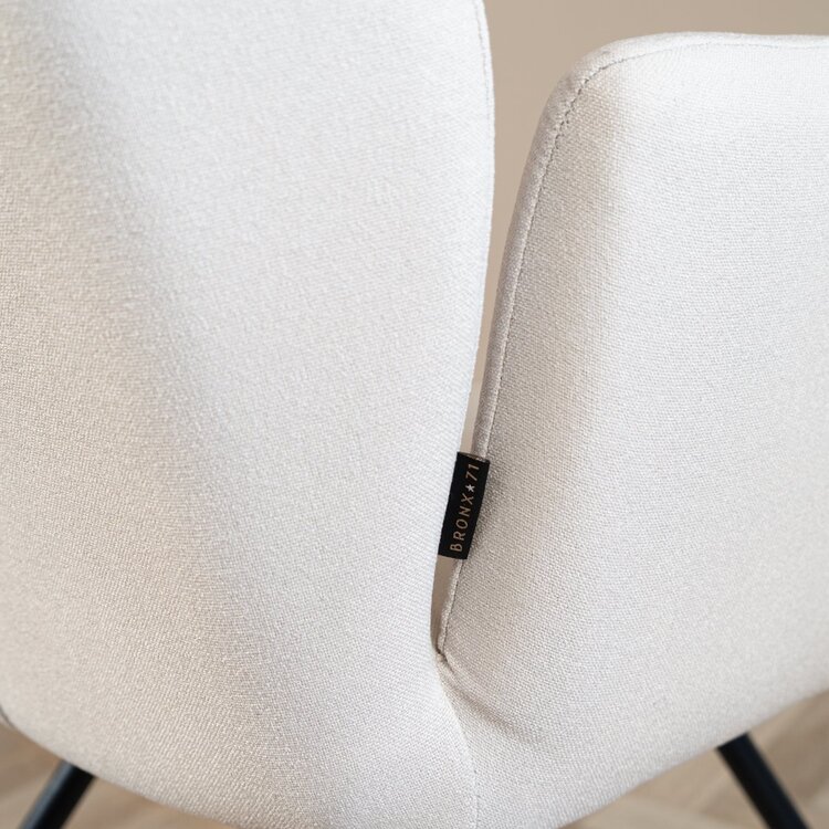 Chaise de salle à manger scandinave Frey en tissu recyclé beige