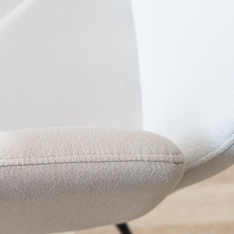 Chaise de salle à manger scandinave Frey en tissu recyclé beige