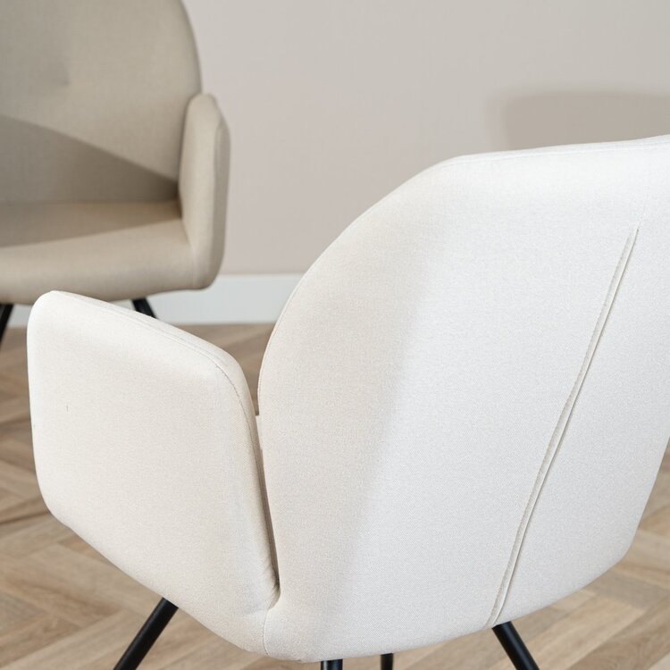 Chaise de salle à manger scandinave Frey en tissu recyclé beige