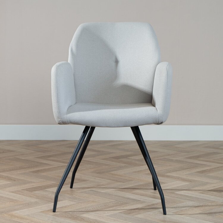 Chaise de salle à manger scandinave Frey en tissu recyclé gris