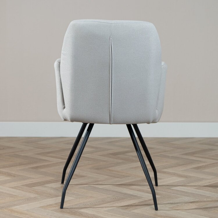 Chaise de salle à manger scandinave Frey en tissu recyclé gris