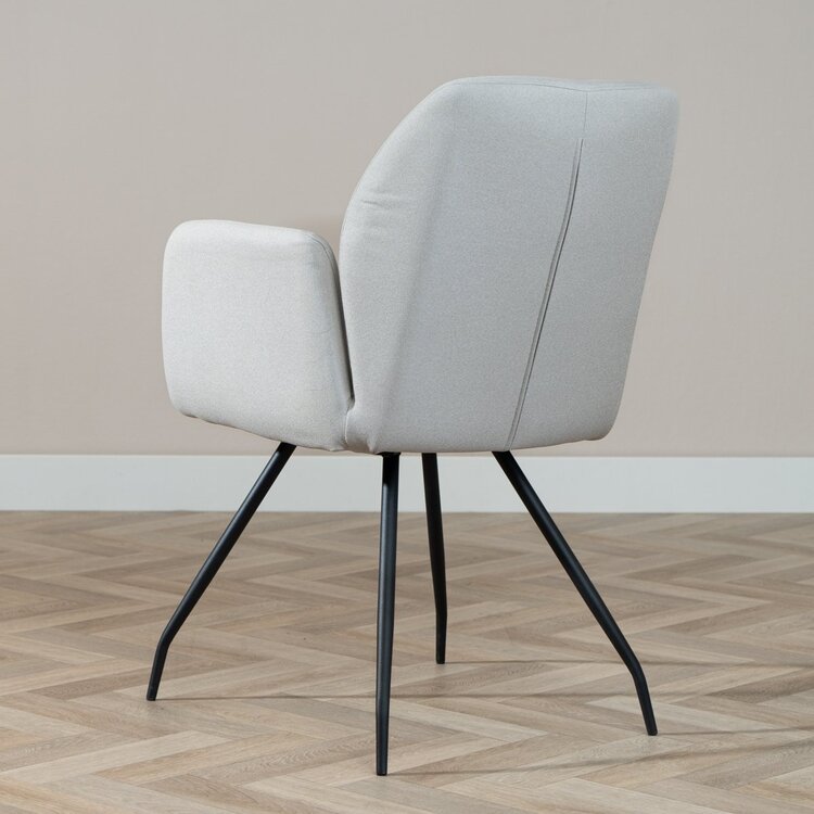 Chaise de salle à manger scandinave Frey en tissu recyclé gris