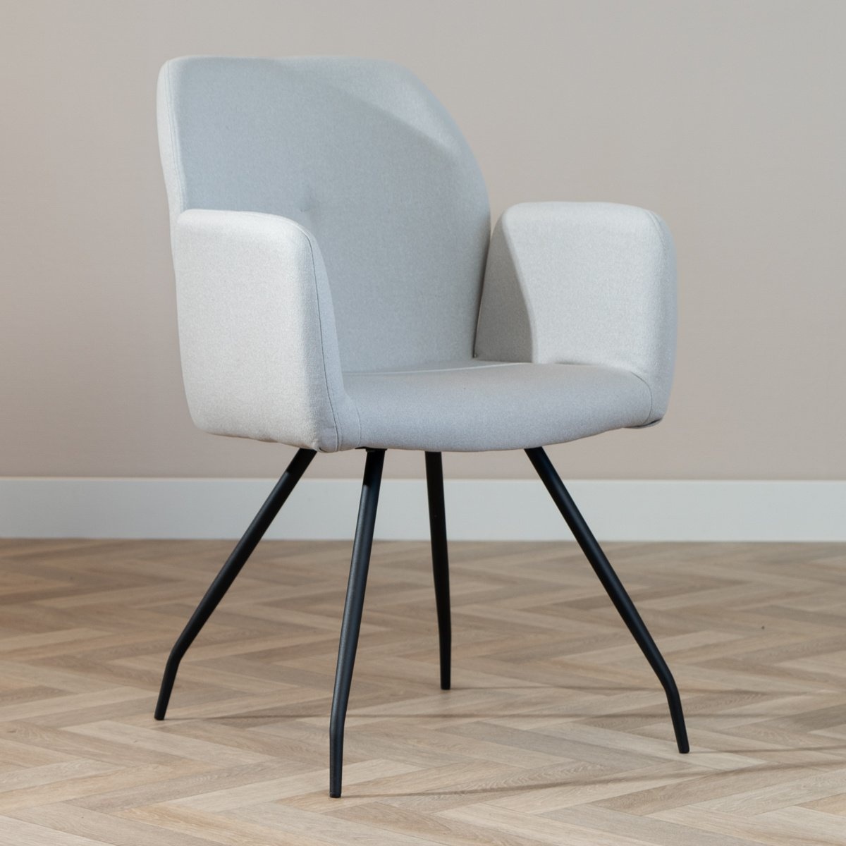 Chaise de salle à manger scandinave Frey en tissu recyclé gris