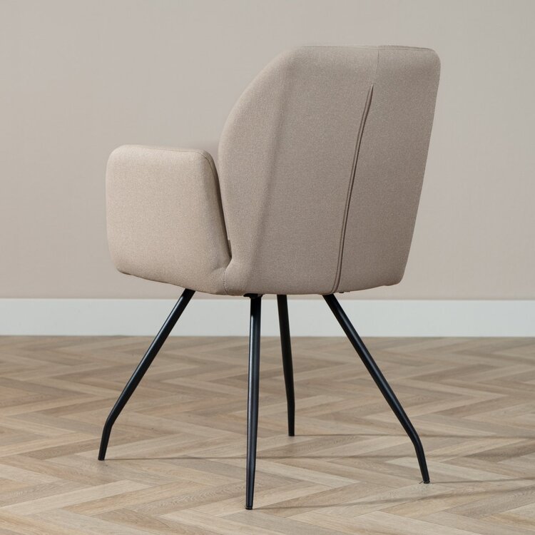 Chaise de salle à manger scandinave Frey en tissu recyclé taupe