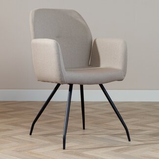 Chaise de salle à manger scandinave Frey en tissu recyclé taupe