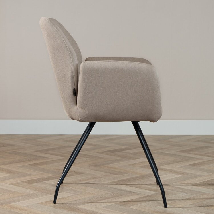 Chaise de salle à manger scandinave Frey en tissu recyclé taupe