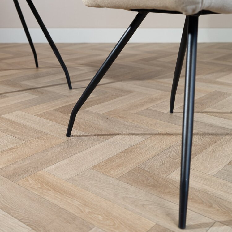 Chaise de salle à manger scandinave Frey en tissu recyclé taupe