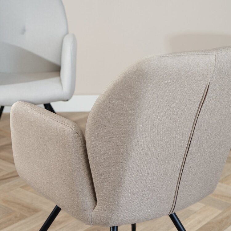 Chaise de salle à manger scandinave Frey en tissu recyclé taupe