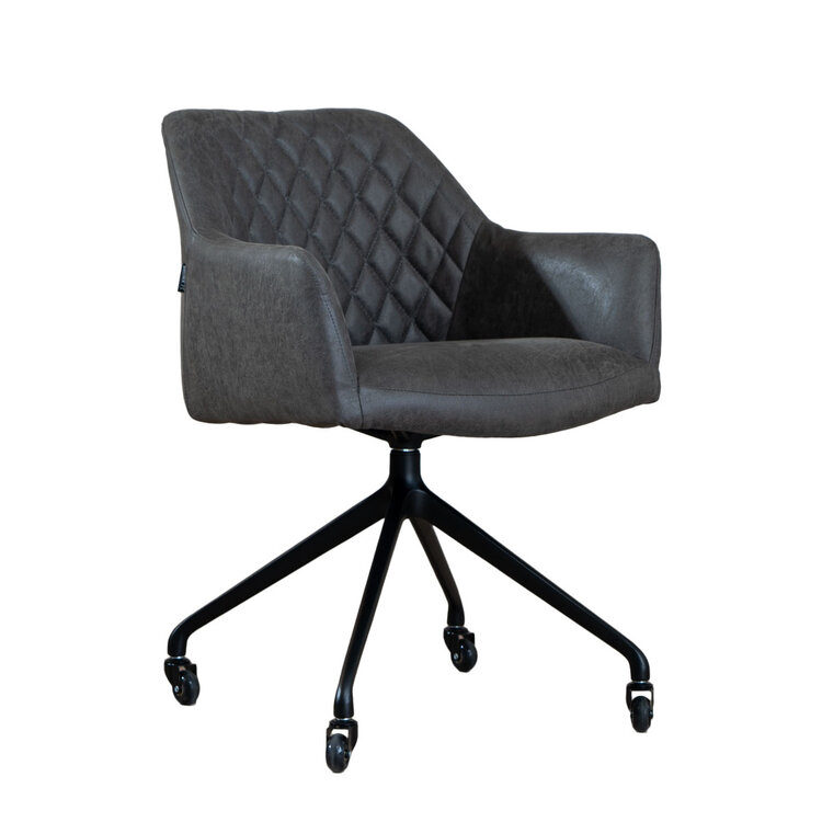 Chaise de salle à manger avec roulettes Levi anthracite eco-cuir