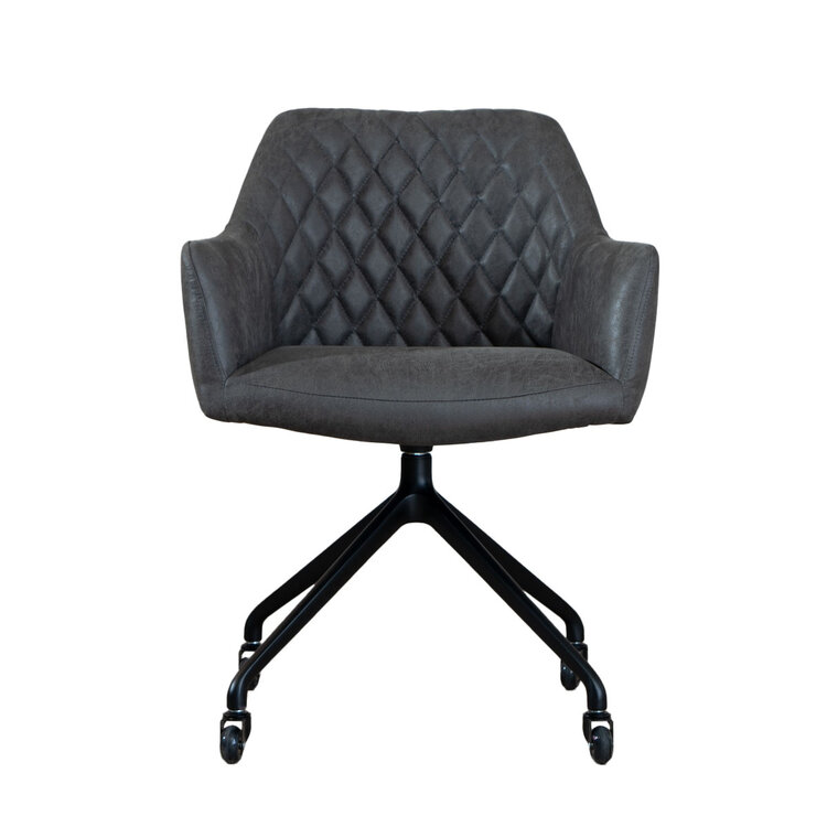 Chaise de salle à manger avec roulettes Levi anthracite eco-cuir