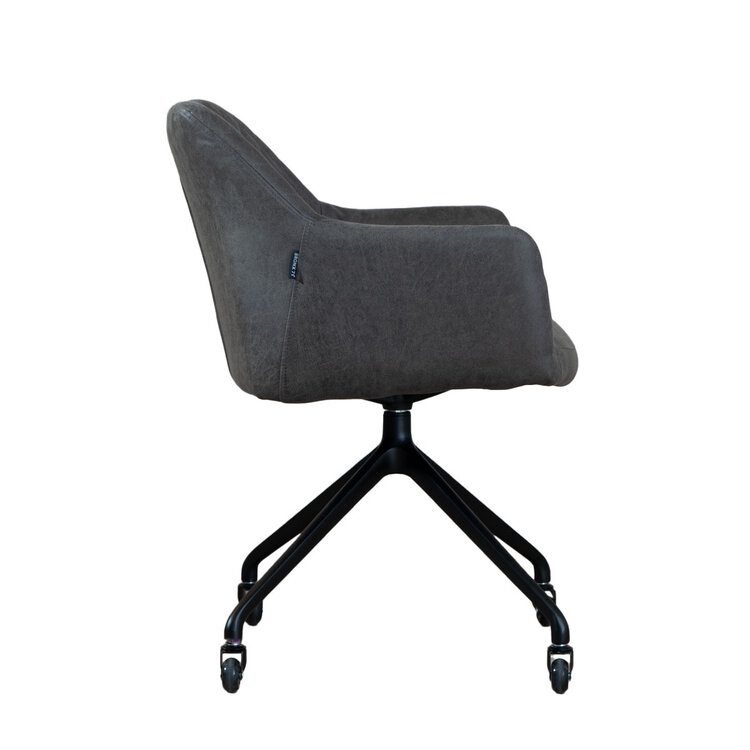Chaise de salle à manger avec roulettes Levi anthracite eco-cuir