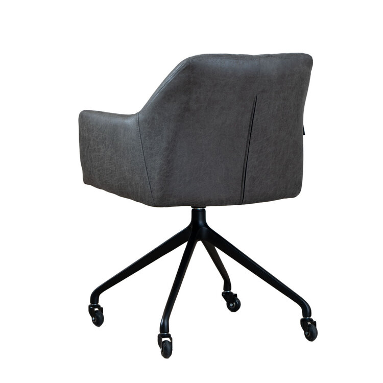 Chaise de salle à manger avec roulettes Levi anthracite eco-cuir