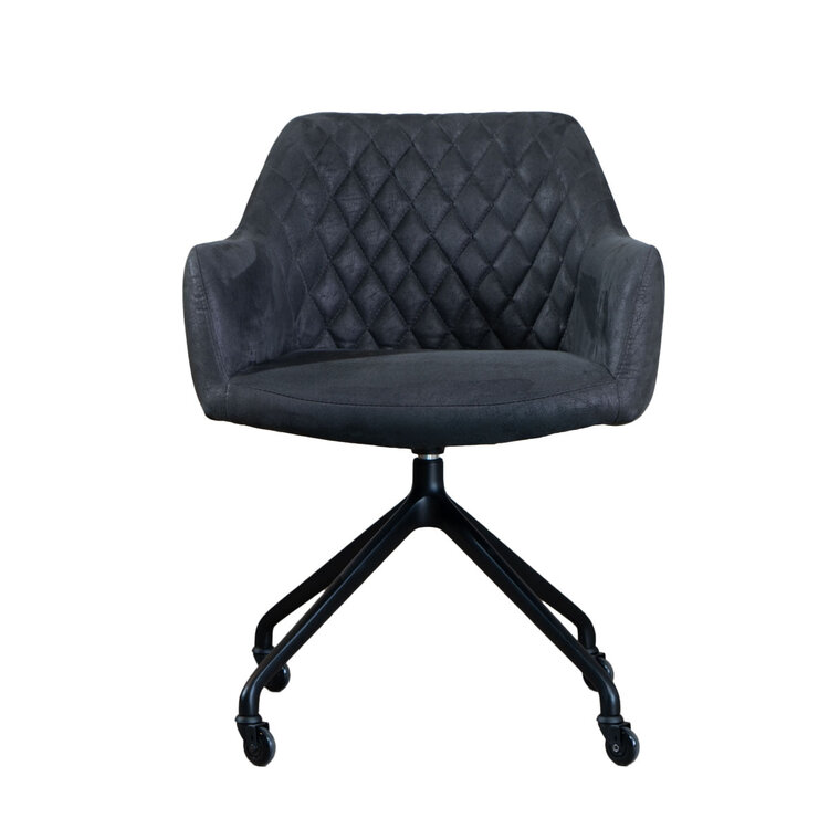Chaise de salle à manger avec roulettes Levi noir eco-cuir