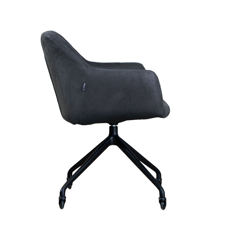 Chaise de salle à manger avec roulettes Levi noir eco-cuir