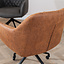 Chaise de salle à manger avec roulettes Levi cognac eco-cuir
