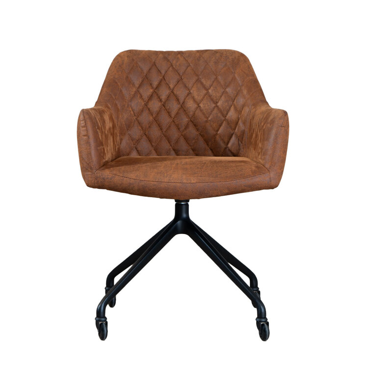 Chaise de salle à manger avec roulettes Levi cognac eco-cuir