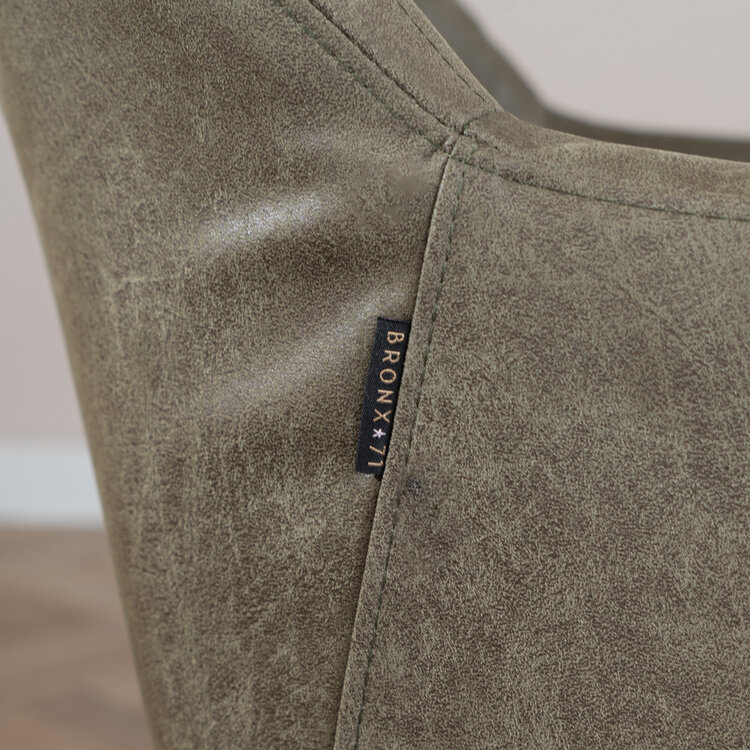 Chaise de salle à manger avec roulettes Levi vert eco-cuir