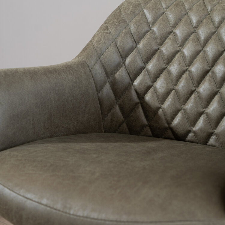 Chaise de salle à manger avec roulettes Levi vert eco-cuir