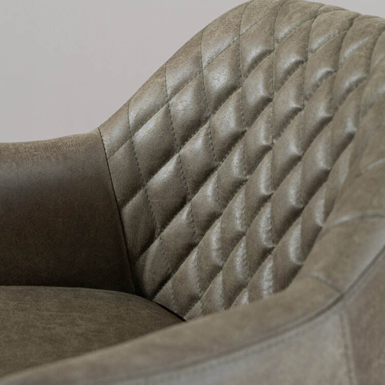 Chaise de salle à manger avec roulettes Levi vert eco-cuir