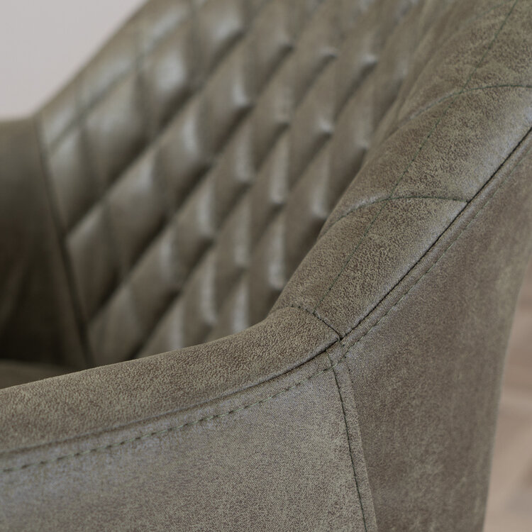 Chaise de salle à manger avec roulettes Levi vert eco-cuir