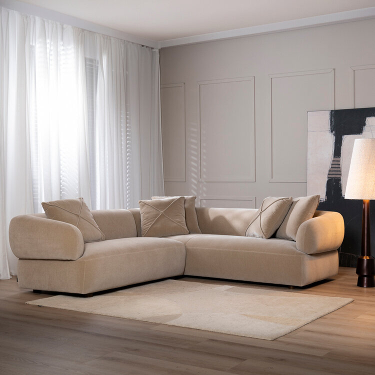 Canapé d'angle gauche velours Palermo taupe